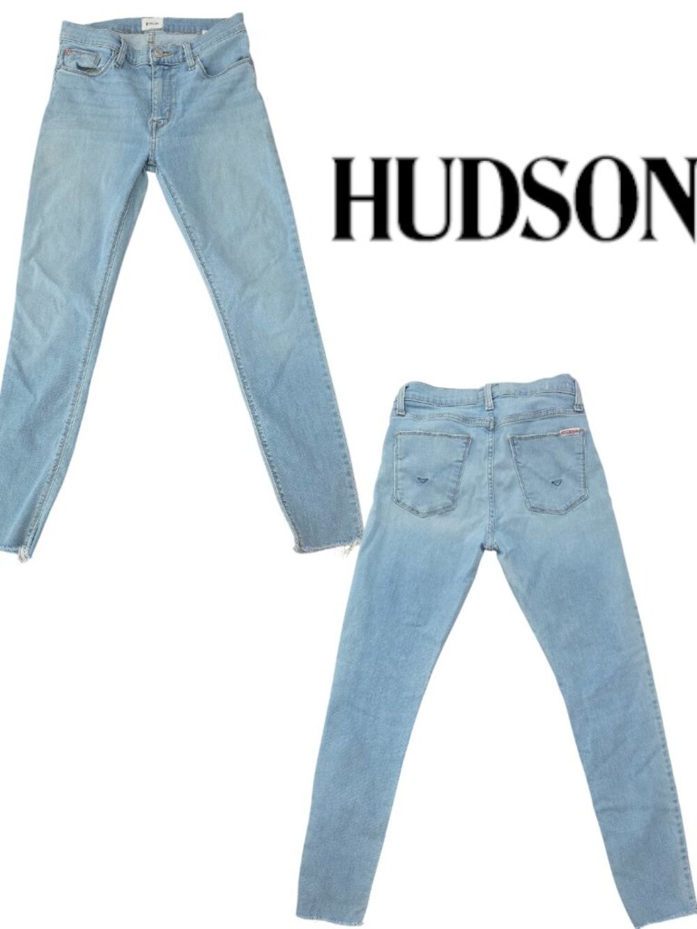 Hudson Jeans High Rise Natalie Light Wash Raw Hem Stretch Denim Women's 27 / 6